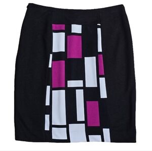 NWOT Premise Petite Pencil Skirt Women's Pink &‎ White Blocks Zip Stretch Size 4